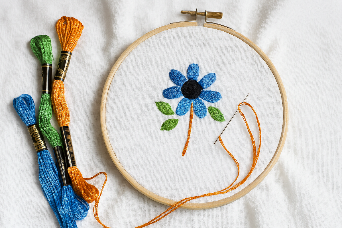 Colorful fabric, thread, and sewing notions